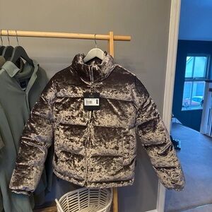 Napapijri Velvet Puffer Jacket in Gray